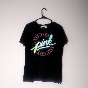 VS PINK | Rainbow & Black Tie Back Tee